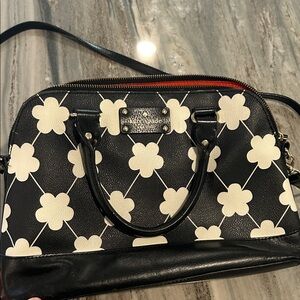 Kate Spade Black and Cream Floral Satchel shoulder bag purse rare ♥️ EUC